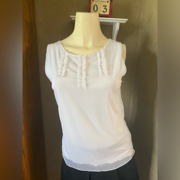 OSCALITO Filo di Scozia Sleeveless Shirt Top White Womens size 4, made in Italy - Picture 1 of 8